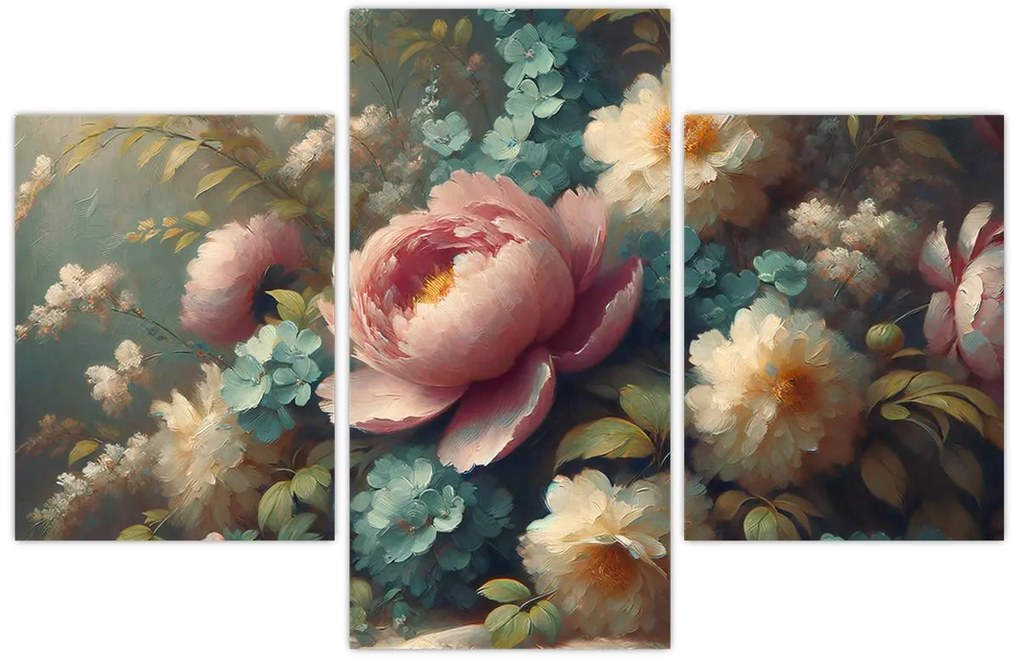 Obraz - Zátišie s kvetmi - maľba (90x60 cm)
