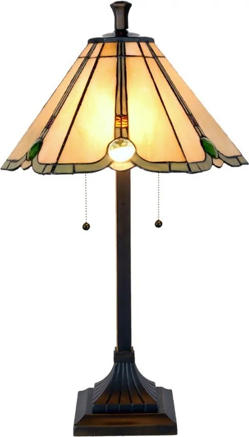 Béžovo-hnedá stolná lampa tiffany Jeannine - Ø 40*67 cm / E27/ 2*60W