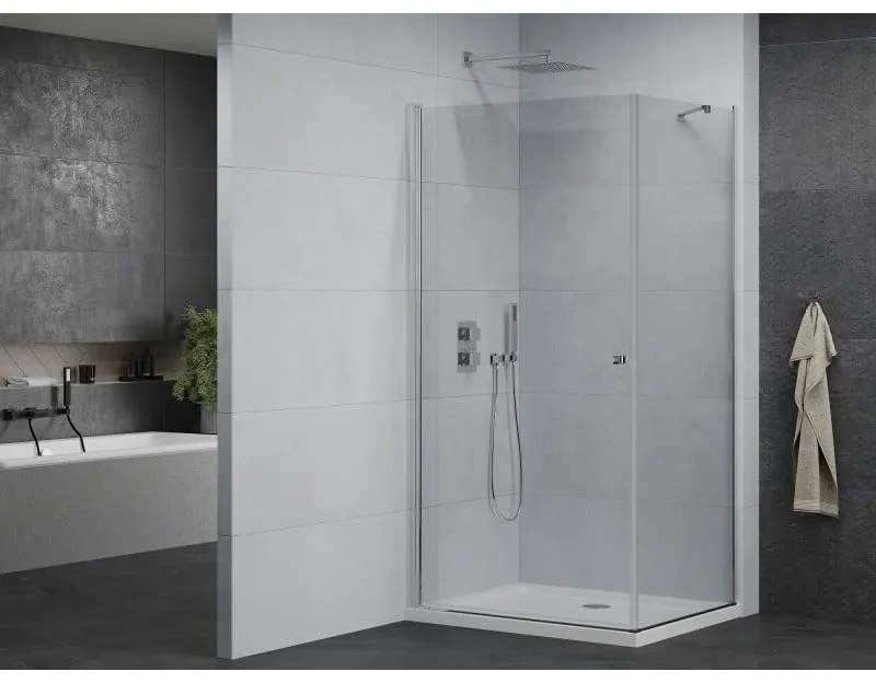 Mexen Pretoria sprchovací kút 80 x 70 cm, priehľadný, chróm + plochá sprchová vanička-852-080-070-01-00-4010