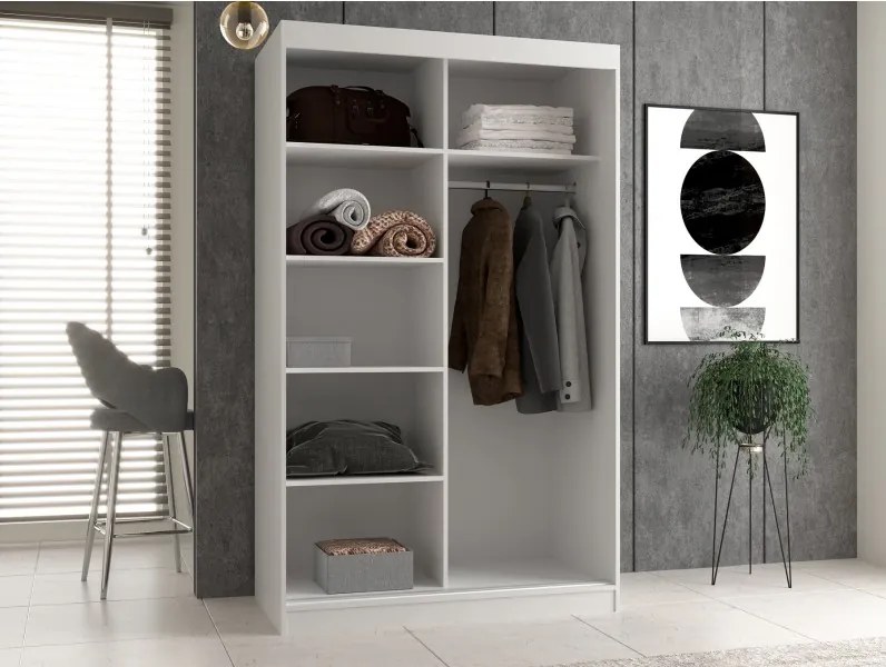 Šatníková skriňa IGA so zrkadlom 120 cm biela