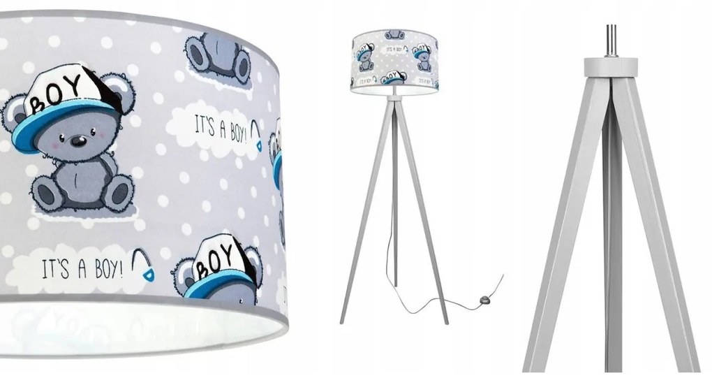 Detská stojacia lampa Cone, 1x textilné tienidlo so vzorom, (výber z 2 farieb konštrukcie)