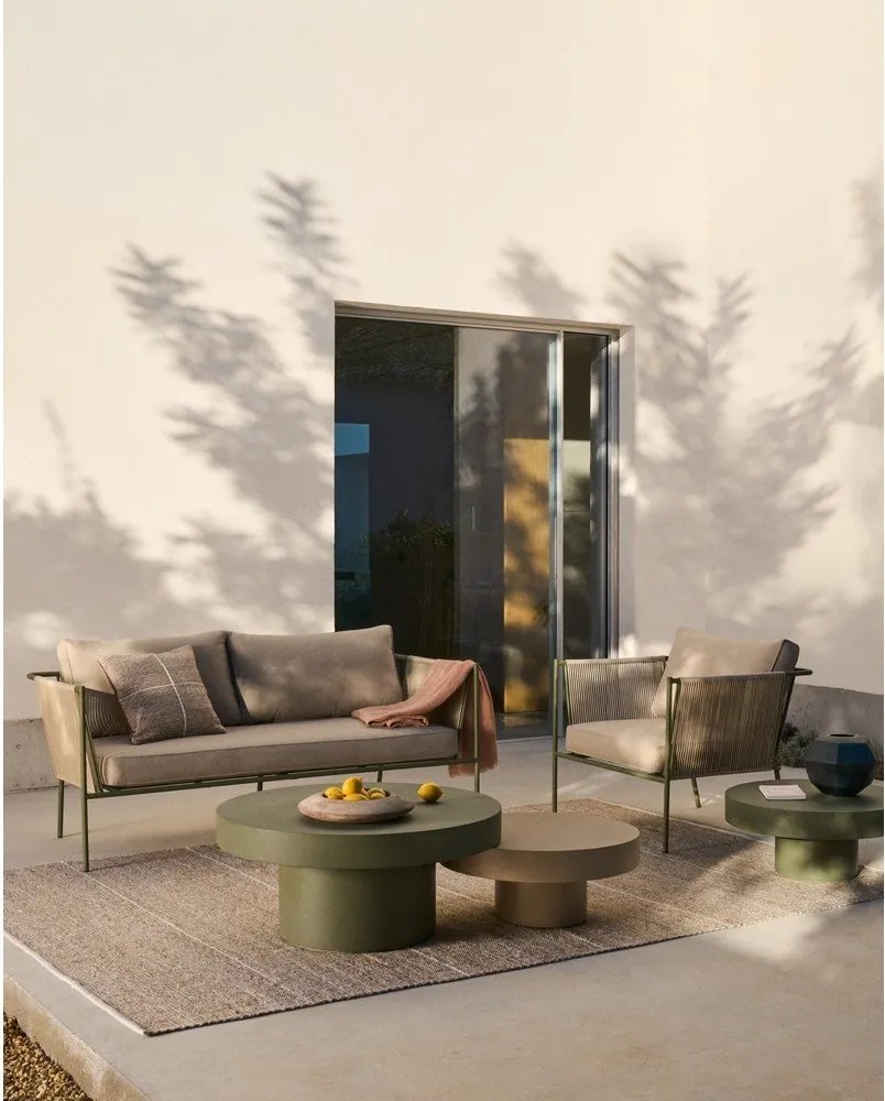 Zelené/béžové kovové záhradné kreslo Zivia – Kave Home