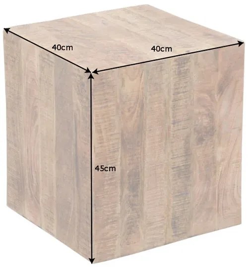 Príručný stolík FACTORY 40 cm s kolieskami mangové drevo