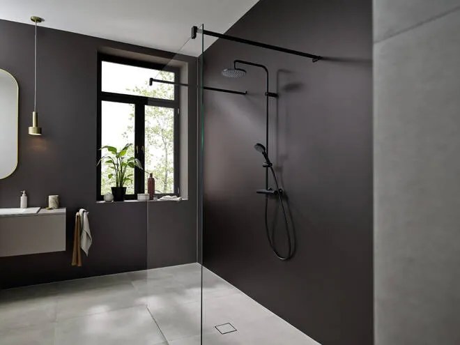 Hansgrohe Vernis Blend, Sprchový systém 200 1jet EcoSmart s termostatom, čierna matná, HAN-26089670