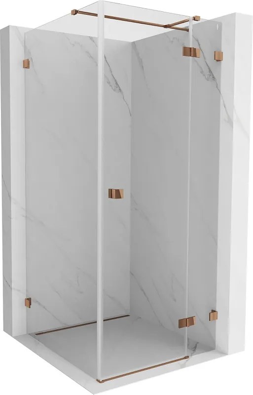 Mexen Lunar T, výklopný sprchový kút pravý 110 x 110 cm, 8mm číre sklo, profil ružové zlato, 834T-110-110-60-00-P