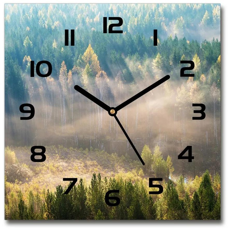 Sklenené hodiny štvorec Hmla v lese pl_zsk_30x30_c-f_104886541