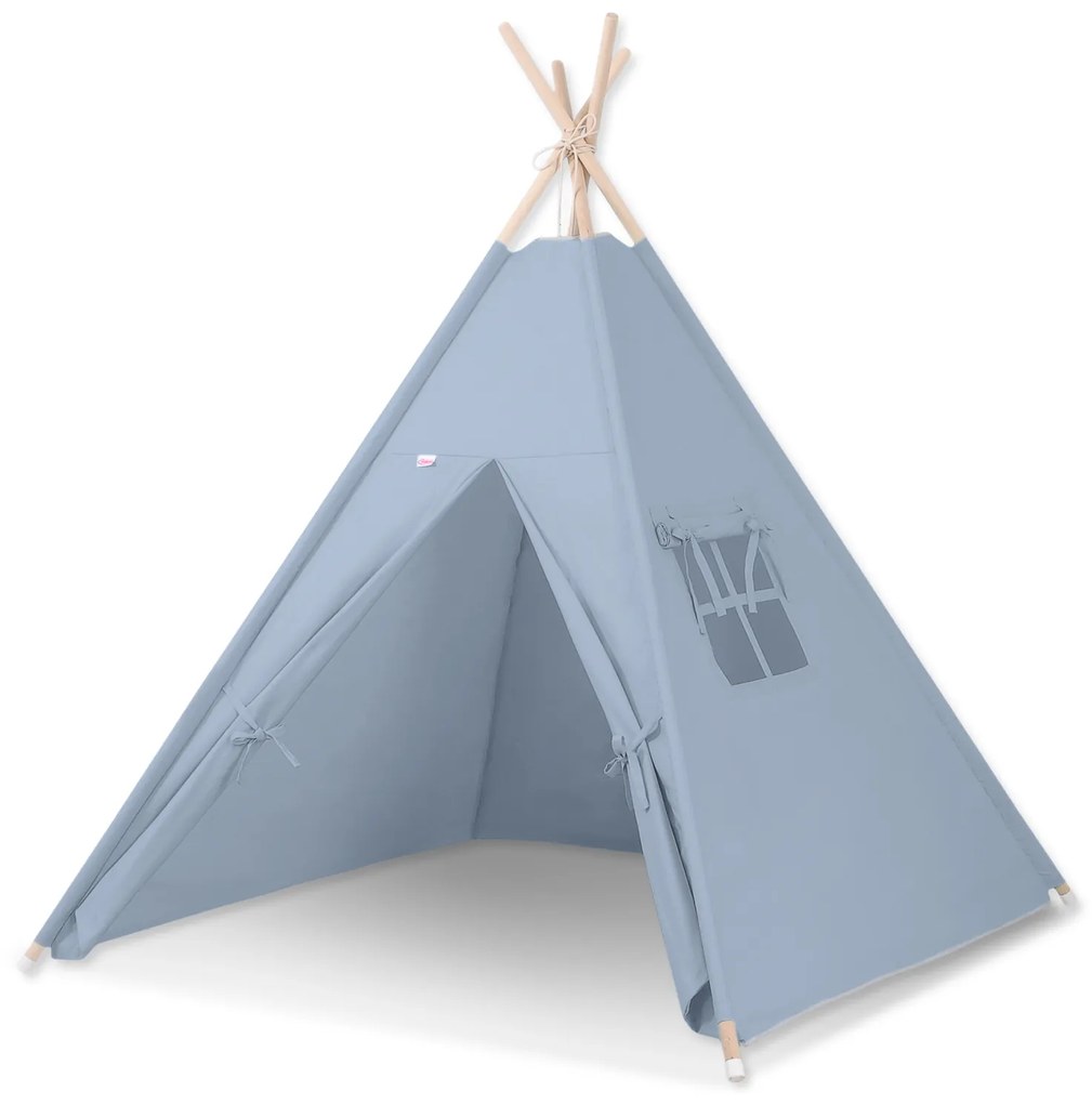 Bobono Stan Teepee pre deti + ozdobné perie - pastelová modrá
