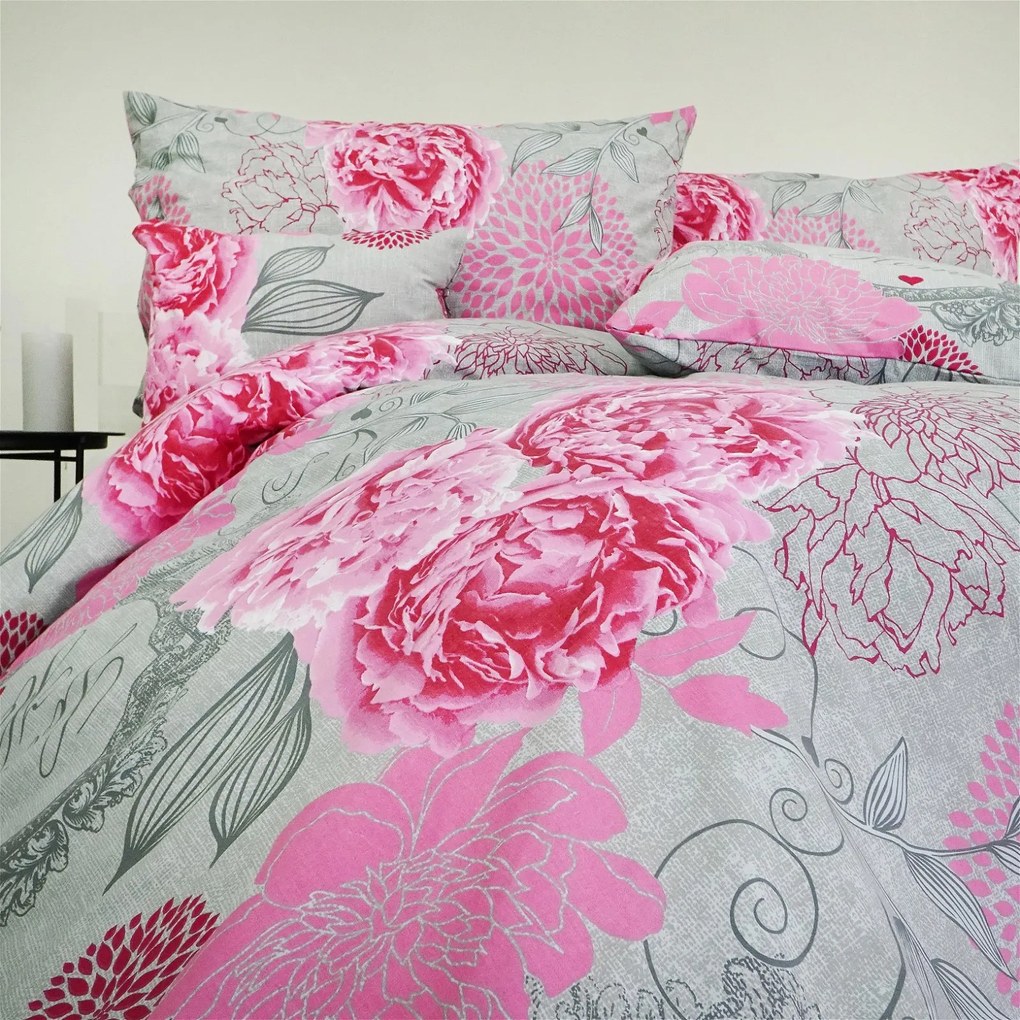 Obliečky bavlnené Home sivé EMI: Štandardný set jednolôžko obsahuje 1x 140x200 + 1x 70x90