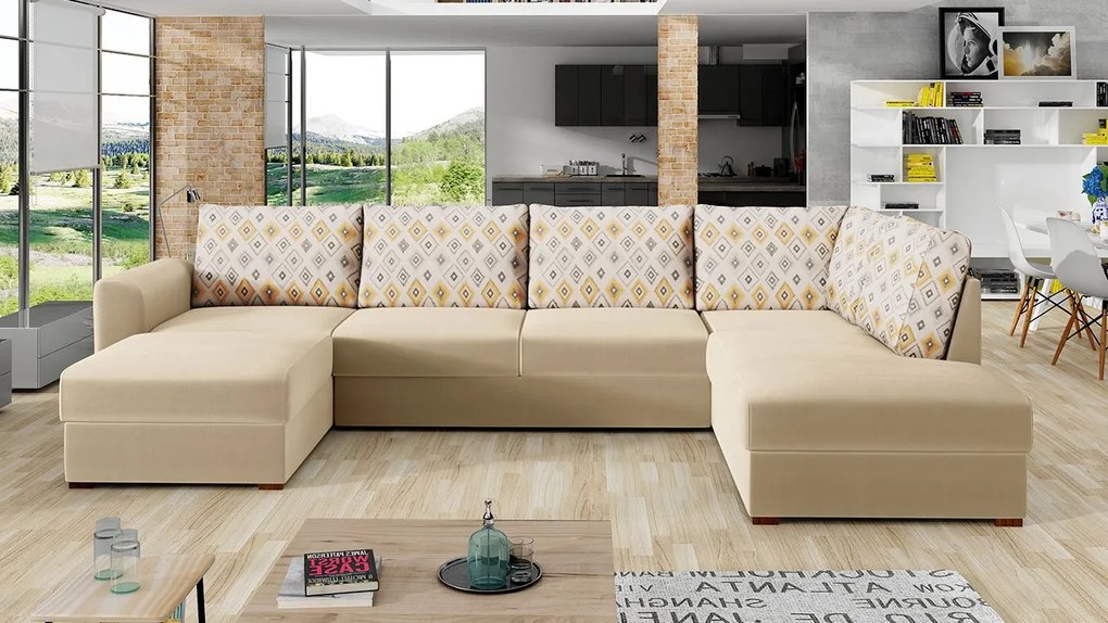 Rohová rozkladacia pohovka Astana Premium, Dostupné poťahy: Piano 17 + Piano 14, Strana: pravá