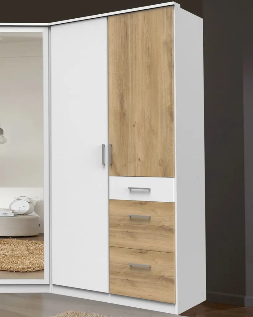 Šatníková skriňa bez zrkadla Click, 91 cm, biela/doskový dub