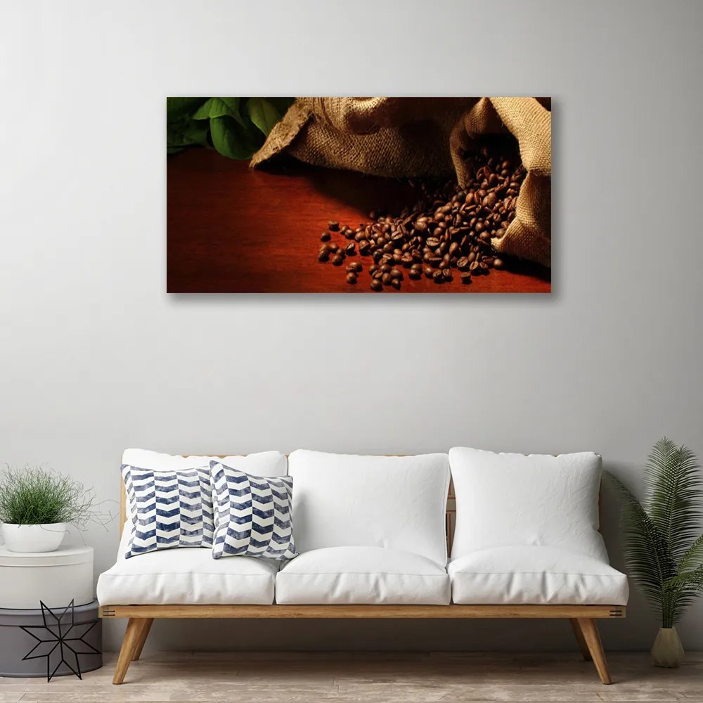 Obraz Canvas Káva zrnká kuchyňa 125x50 cm