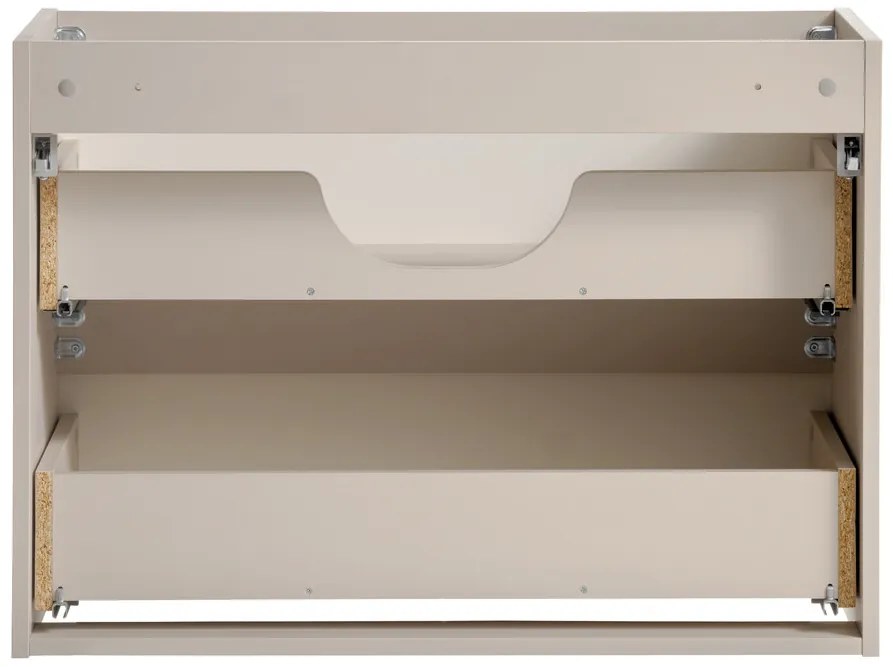 Závěsná skříňka Viva Cashmere Lola s deskou a umyvadly 120 cm kašmírová/dub evoke