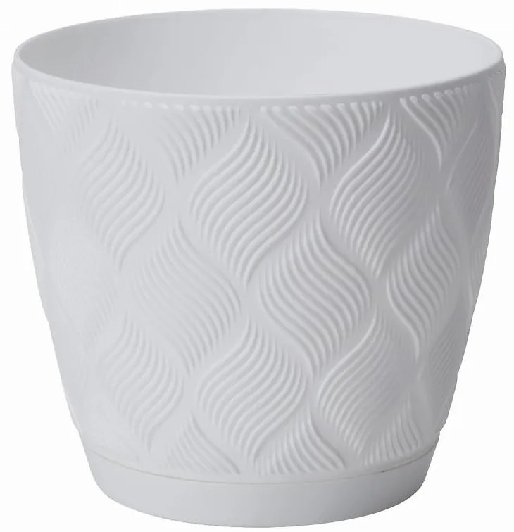 Kvetináč Flow Petit 19 s podmiskou biely