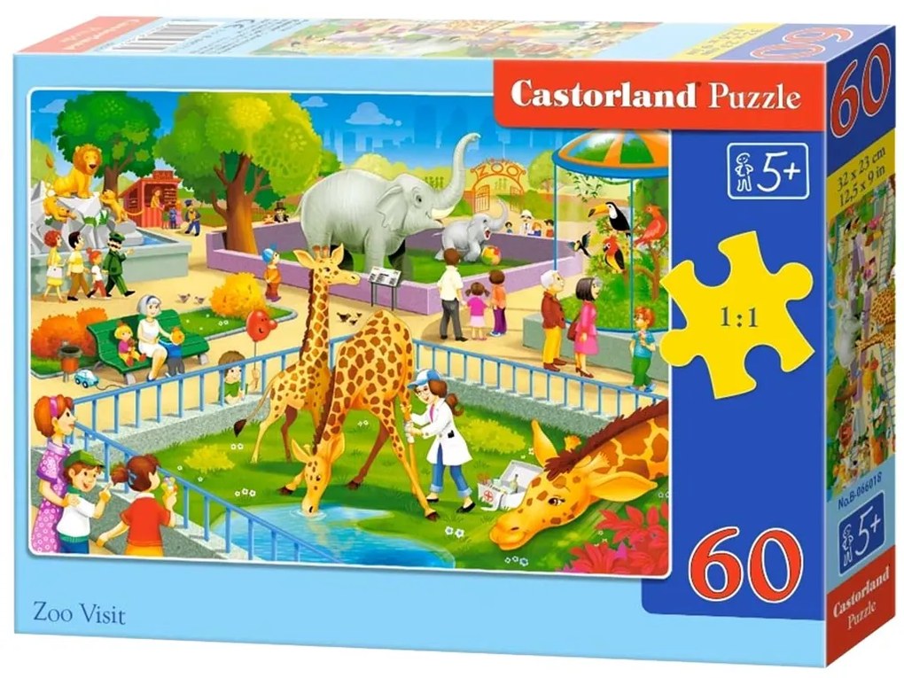 KIK CASTORLAND Puzzle 60el. Návšteva zoo - zvieratá zo safari v zoo 5+