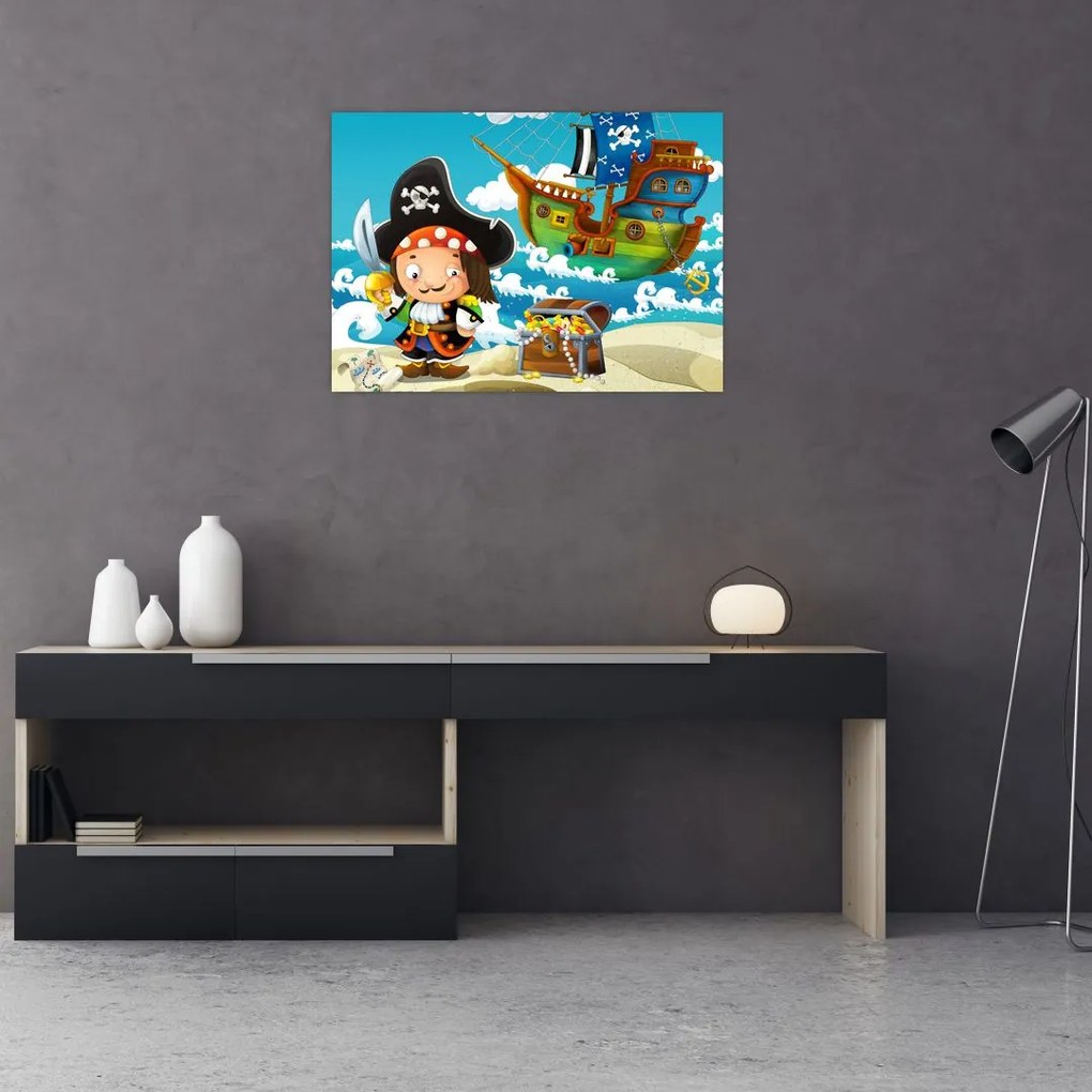 Sklenený obraz - Pirátsky poklad (70x50 cm)
