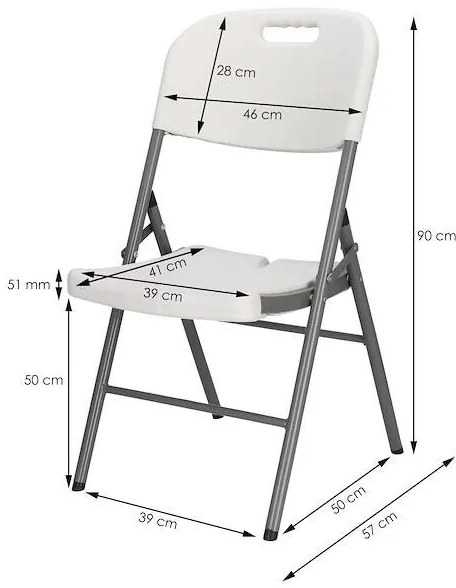SPRINGOS Set 4 cateringových stoličiek, banketová stolička, turistická stolička do záhrady - biele