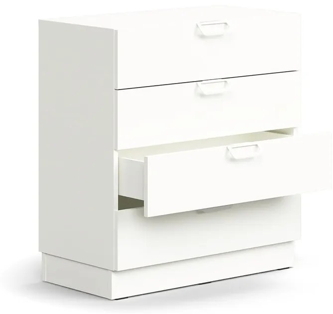 Zásuvkový kontajner QBUS, so soklom, 868x800x400 mm, biela