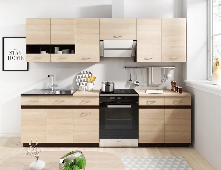 Závesná kuchynská skrinka Livia 80 cm presklená dub sonoma