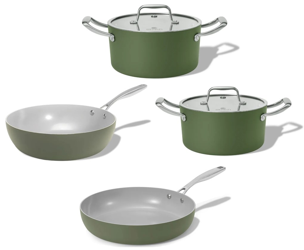 Elmich Rodinná sada keramického riadu Vital 4 ks, olivovo zelená