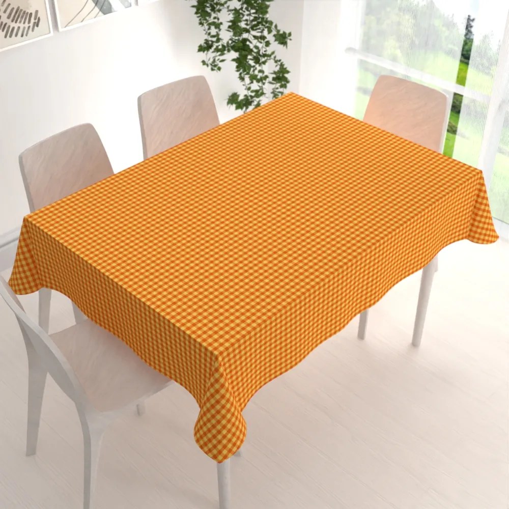 Biante Bavlnený obdĺžnikový obrus Olivia OL-006 Oranžovo-žltá kocka malá 140x220 cm