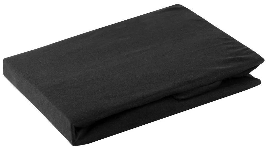JERSEY PRESTIERADLO 90X200 CM, VÝŠKA 25 CM ČIERNE