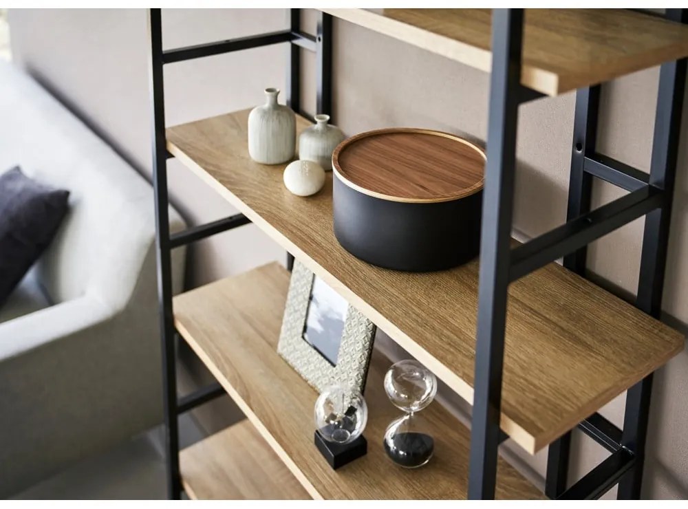 Čierny kovový úložný box s vekom ø 22x11 cm Rin – YAMAZAKI