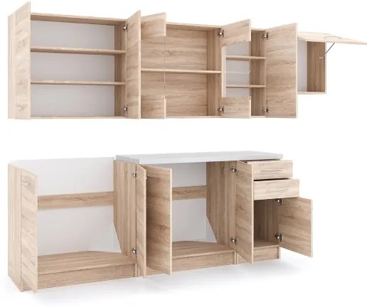 Kuchynská linka MARISA 260 cm dub Sonoma
