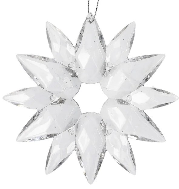 Závesná vianočná dekorácia ASTRE priesvitná vločka 836751