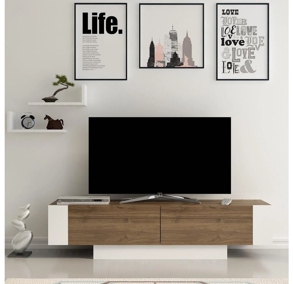 TV stolík/skrinka Metro (orech + biela). Akcia -19%. Vlastná spoľahlivá doprava až k Vám domov. 1102349