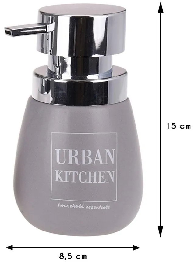 Dávkovač saponátu Urban, sivá/s chrómovými prvkami, 300 ml