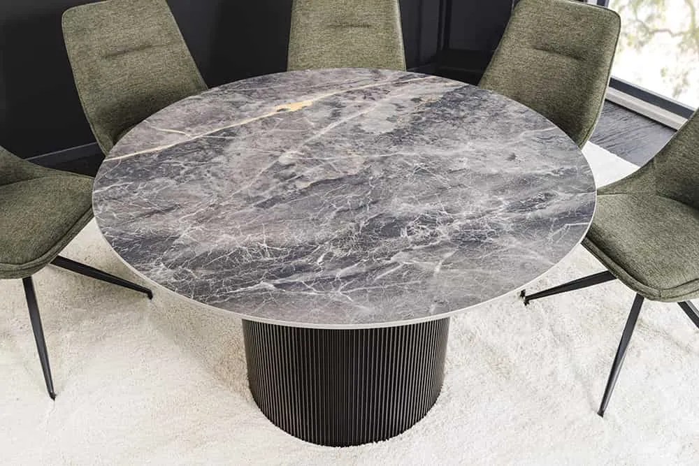 Okrúhly jedálenský stôl Parthenia 120 cm vzor sivý mramor