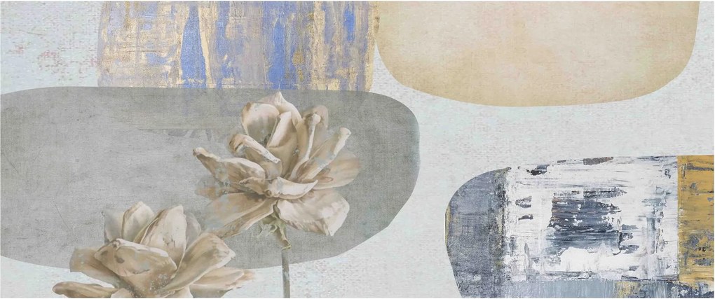 Obraz - Maľba s kvetmi a textúrami (120x50 cm)