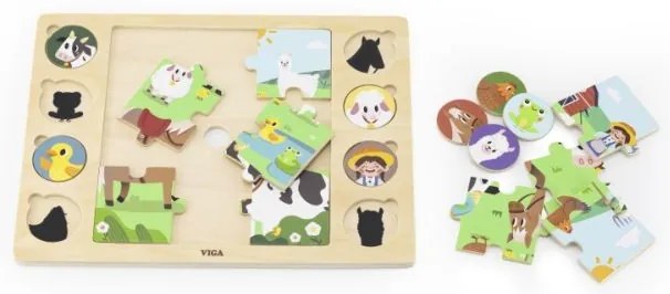 Viga Drevené puzzle zvieratká 9 dielov