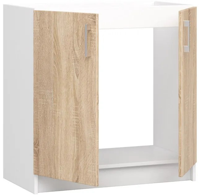 Spodná kuchynská skrinka pod drez LIMA S80ZL biela / dub sonoma