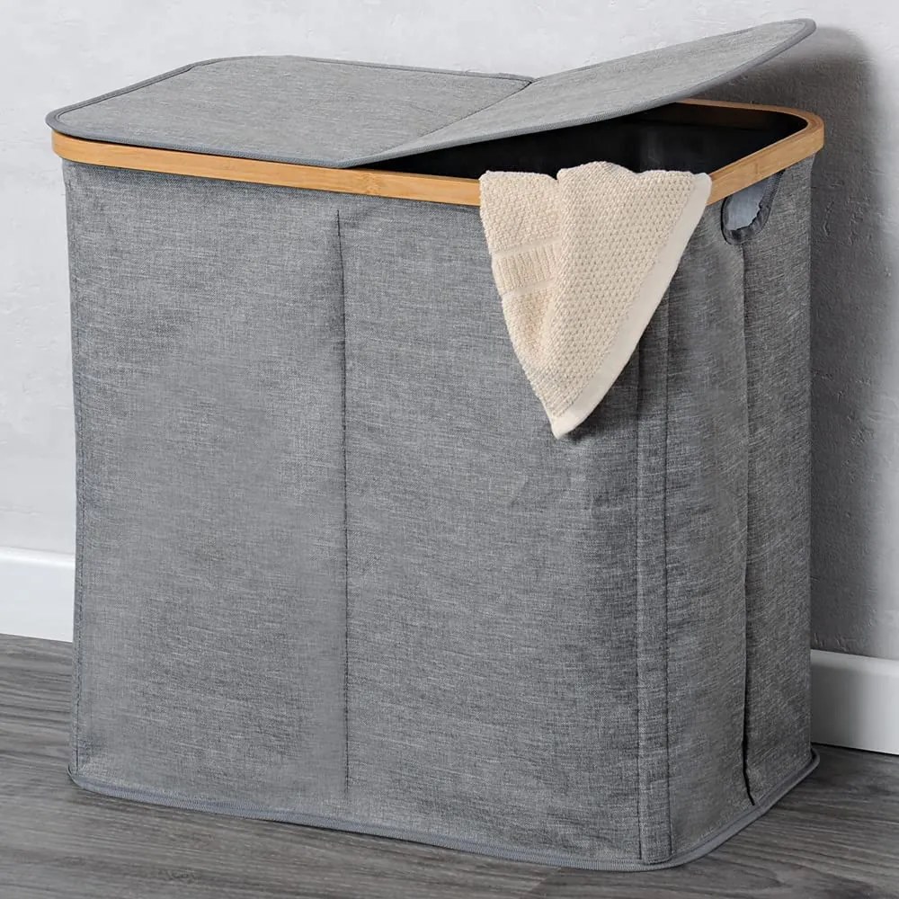 Kesper Kôš na špinavú bielizeň, sivý, s vekom, jednoduché triedenie bielej/farebnej