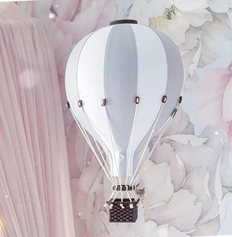 Dekoračný lietajúci balón svetlo sivá – dekorácia do detskej izby S-28cm x 16cm