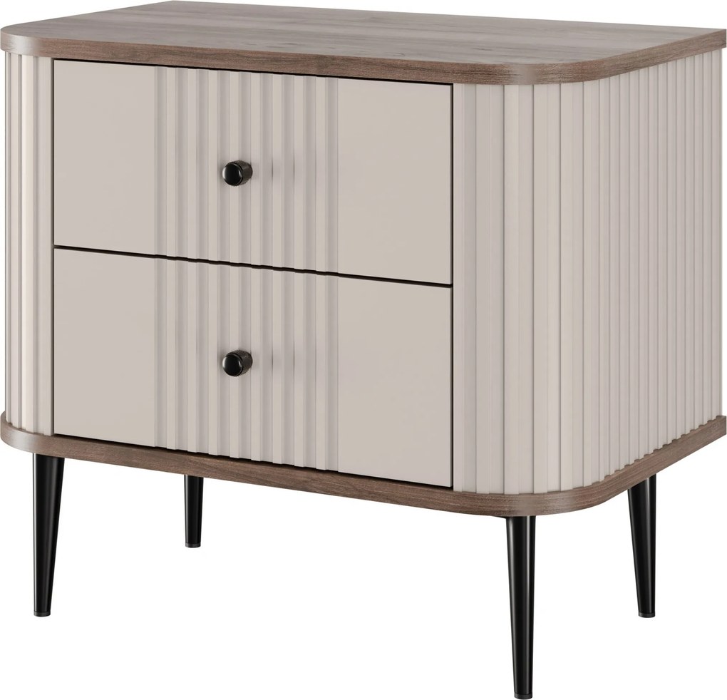 Súprava nočných stolíkov Vesper 56 cm - kašmír / orech / čierne nohy