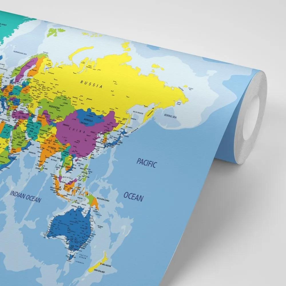 Samolepiaca tapeta farebná mapa sveta - 375x250
