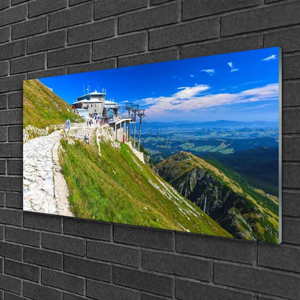 Obraz na skle Hory chodník príroda 140x70 cm