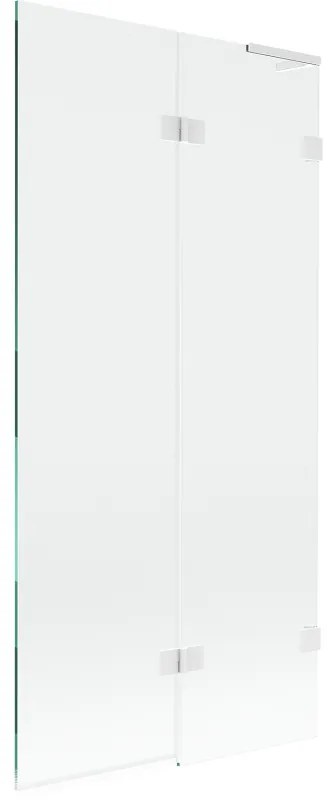 Mexen Lunar L, pravá 2-krídlová vaňová zástena 90 x 150 cm, 8mm číre sklo, biely profil, 897L-090-100-20-00-P