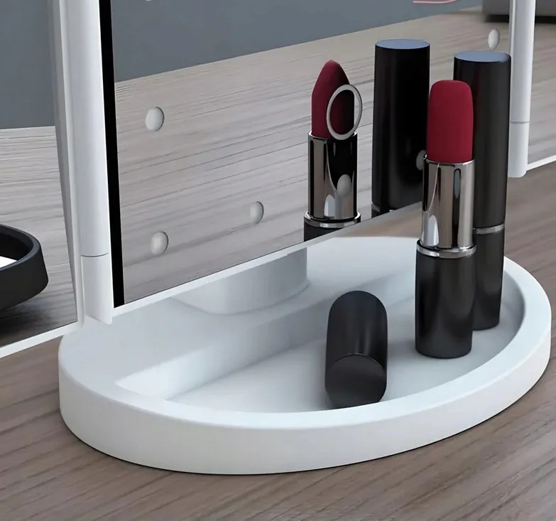 VERK Zrkadlo trojpanelové s LED Dot osvetlením - biele