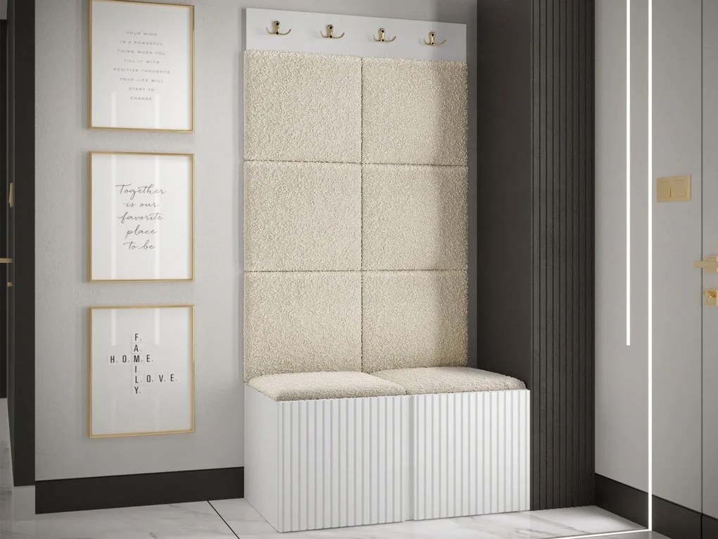Predsieňová zostava Towiro Slim IV, Farby: Biela, Farba čalúnenia:: Abriamo 03