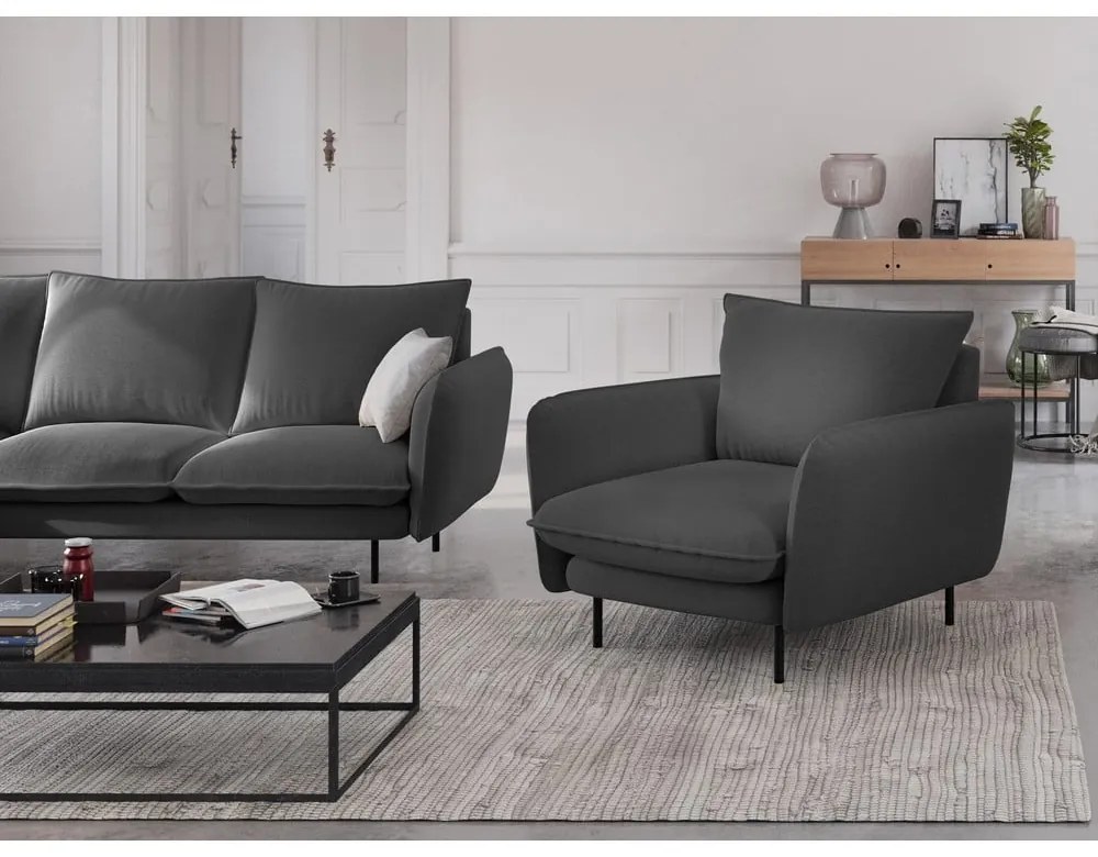 Tmavosivé kreslo Cosmopolitan Design Vienna