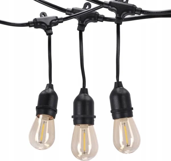 LED vonkajší dekoratívny svetelný reťazec 20xE27/1W/230V 20,94 m IP44 čierna