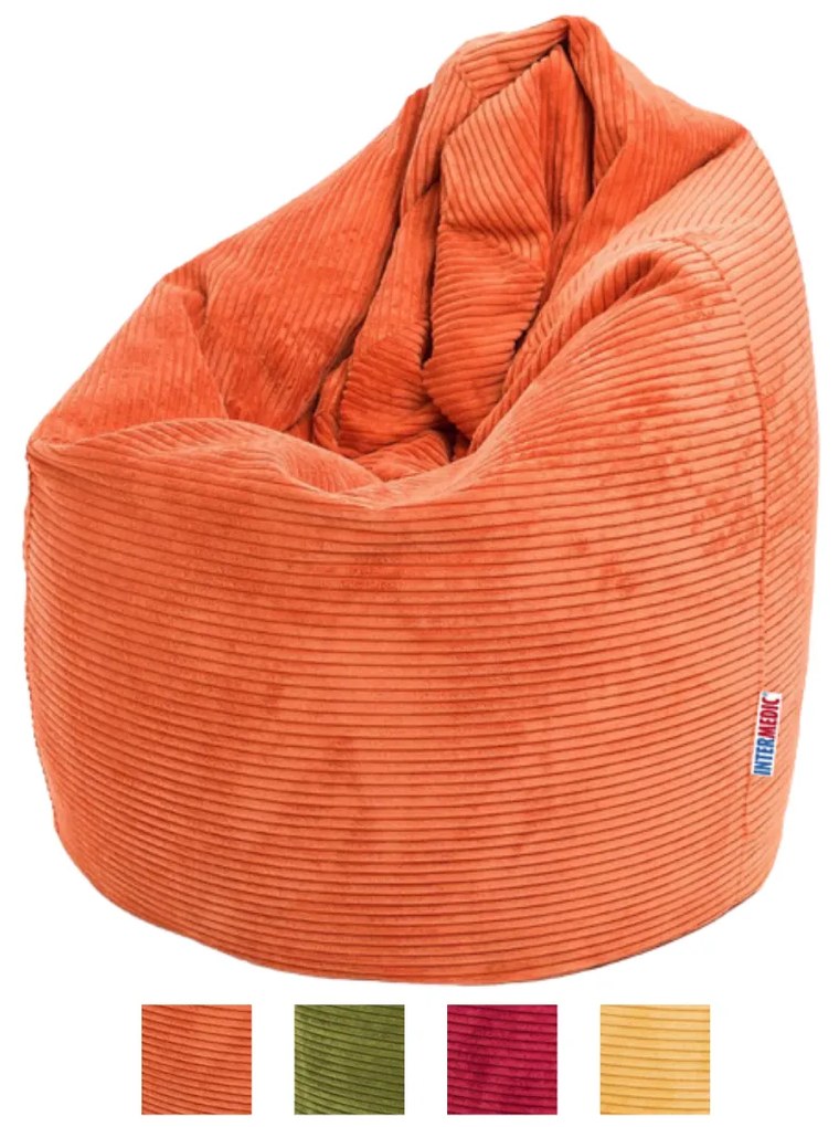 Mega Sako – veľký sedací vak z manšestru, 135 cm výška, 340 l výplň, prispôsobivý tvar, na relax aj prácu, dostupný vo farbách Farba: SZ93 - oranžový