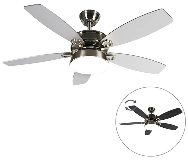 Oceľový stropný ventilátor s diaľkovým ovládaním vrátane LED - Malaki