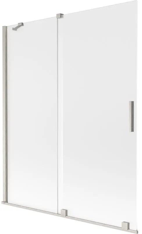 Mexen Velar, 2-krídlová posuvná vaňová zástena 140 x 150 cm, 8mm sklo námraza, brúsená oceľ, 896-140-000-31-97