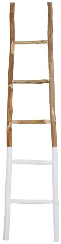 Drevený bielo-prírodné vešiak na uteráky rebrík Sten - 42 * 4 * 180 cm