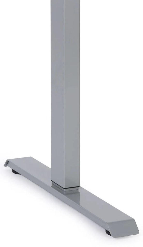 Výškovo nastaviteľný stôl, 160x80 cm, 1 motor, sivá podnož, orech