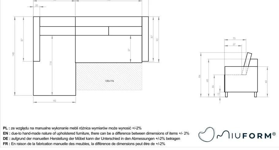 Tmavosivá menčestrová rozkladacia rohová pohovka (ľavý roh) Lofty Lilly – Miuform